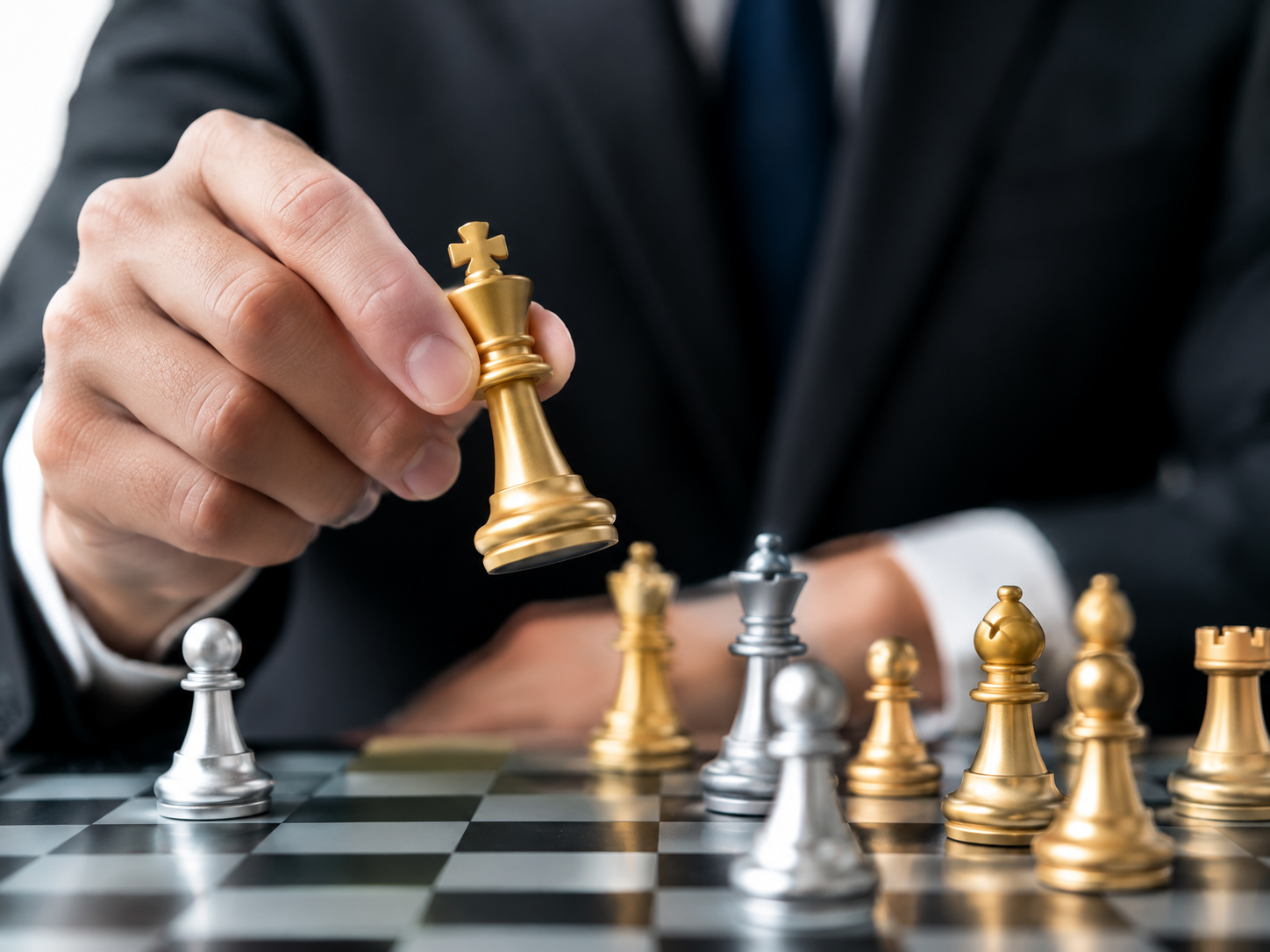 Stratejik yönetim ve kurumsal karar alma sürecini temsil eden satranç görseli